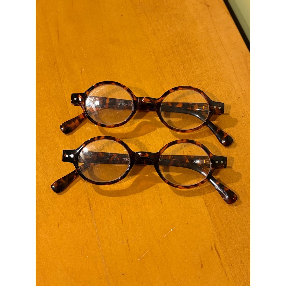 Joschoo Round Tortoise Shell Reading Glasses 2 Pair Set +1.50 Magnification